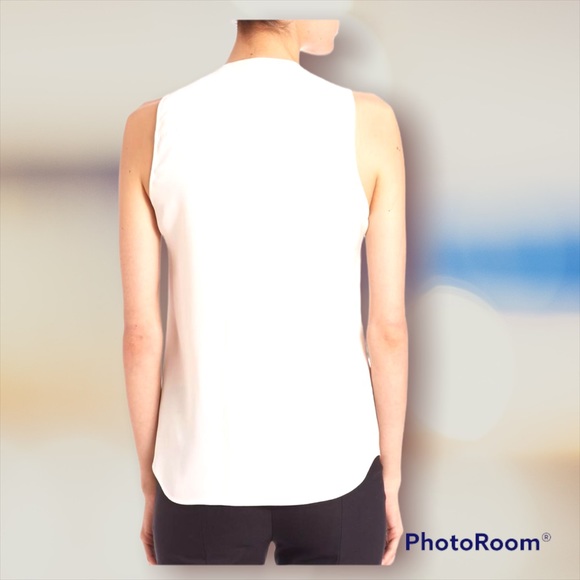 Theory Jastrid Sheen 2 Sleeveless Silk Blouse Ivory Size Small - Picture 4 of 16